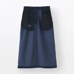 Muji Falda midi de pana elástica con cintura alta para mujer