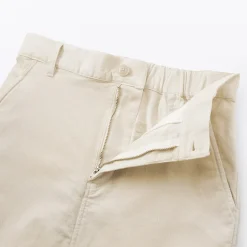 Muji Falda midi de pana elástica con cintura alta para mujer