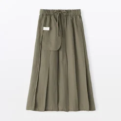 Online Muji Falda plisada de lino y lyocell para mujer