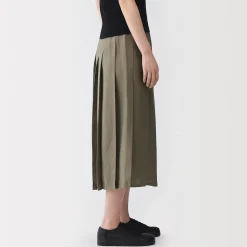 Online Muji Falda plisada de lino y lyocell para mujer
