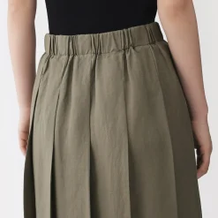 Online Muji Falda plisada de lino y lyocell para mujer