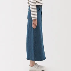 Hot Muji Falda vaquera elástica con silueta en A para mujer