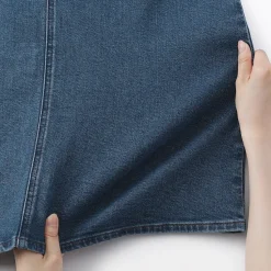 Hot Muji Falda vaquera elástica con silueta en A para mujer