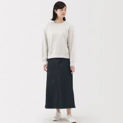 Hot Muji Falda vaquera elástica con silueta en A para mujer