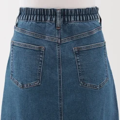 Hot Muji Falda vaquera elástica con silueta en A para mujer