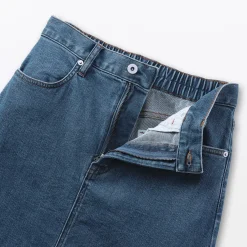 Hot Muji Falda vaquera elástica con silueta en A para mujer