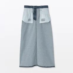 Hot Muji Falda vaquera elástica con silueta en A para mujer