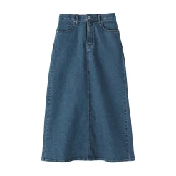 Hot Muji Falda vaquera elástica con silueta en A para mujer