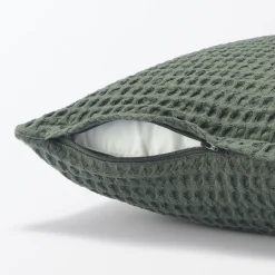Clearance Muji Funda de cojín de tejido waffle de algodón orgánico lavado