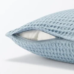 Clearance Muji Funda de cojín de tejido waffle de algodón orgánico lavado