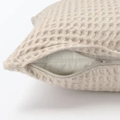 New Muji Funda de cojín de tejido waffle de algodón orgánico lavado