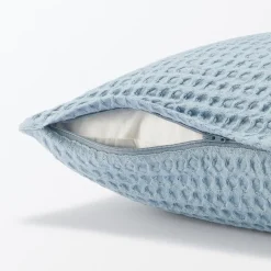 New Muji Funda de cojín de tejido waffle de algodón orgánico lavado
