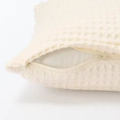New Muji Funda de cojín de tejido waffle de algodón orgánico lavado