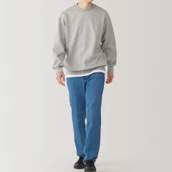 Clearance Muji Jeans de pierna recta de mezcla de kapok para hombre