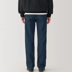 Clearance Muji Jeans de pierna recta de mezcla de kapok para hombre