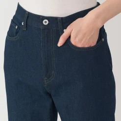 Clearance Muji Jeans de pierna recta de mezcla de kapok para hombre