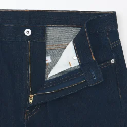 Clearance Muji Jeans de pierna recta de mezcla de kapok para hombre