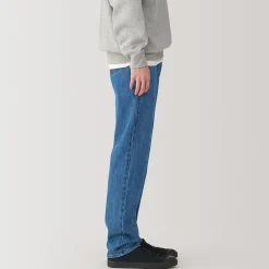 Clearance Muji Jeans de pierna recta de mezcla de kapok para hombre
