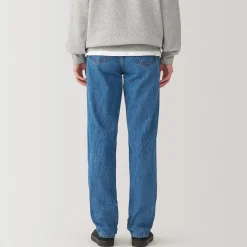 Clearance Muji Jeans de pierna recta de mezcla de kapok para hombre