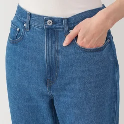 Clearance Muji Jeans de pierna recta de mezcla de kapok para hombre
