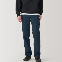 Clearance Muji Jeans de pierna recta de mezcla de kapok para hombre