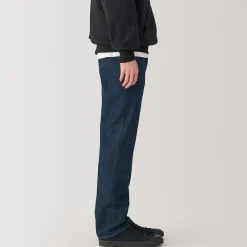 Clearance Muji Jeans de pierna recta de mezcla de kapok para hombre