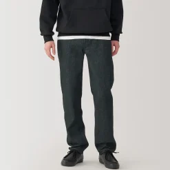 Muji Jeans de pierna recta de mezcla de kapok para hombre ‐ Negro