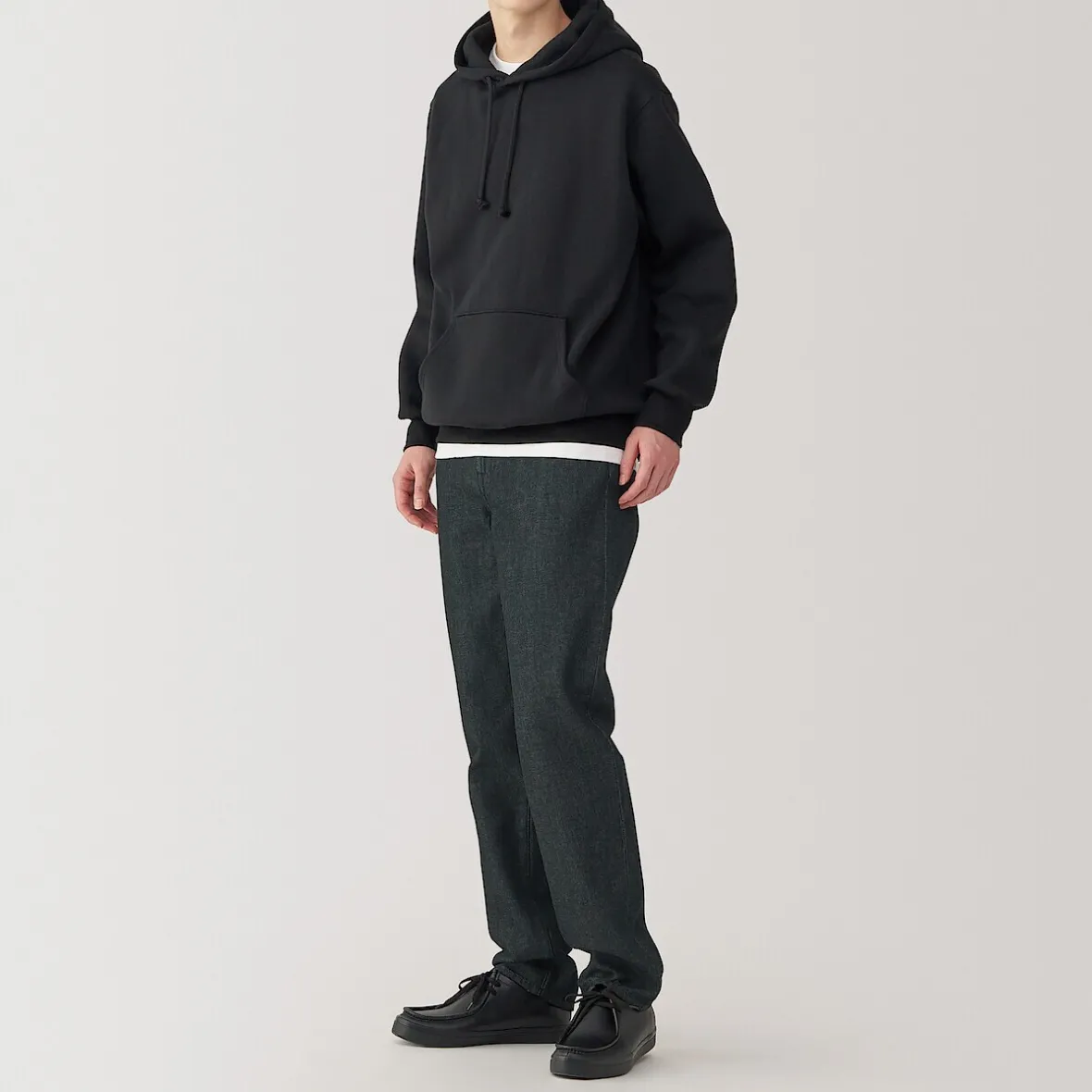 Muji Jeans de pierna recta de mezcla de kapok para hombre ‐ Negro