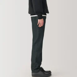 Muji Jeans de pierna recta de mezcla de kapok para hombre ‐ Negro