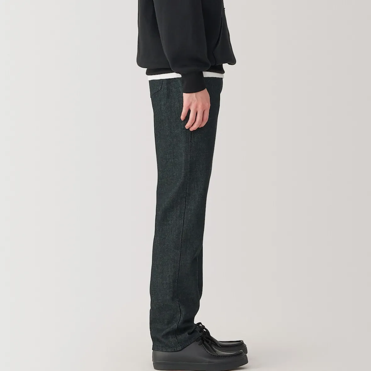 Muji Jeans de pierna recta de mezcla de kapok para hombre ‐ Negro