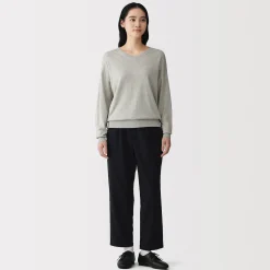 Muji Jersey con cuello en V en mezcla de fibra de soja para mujer