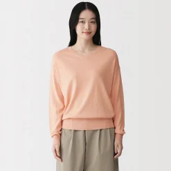 Muji Jersey con cuello en V en mezcla de fibra de soja para mujer
