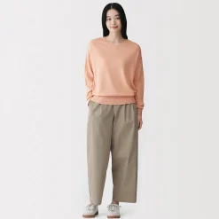 Muji Jersey con cuello en V en mezcla de fibra de soja para mujer