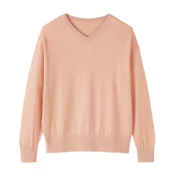 Muji Jersey con cuello en V en mezcla de fibra de soja para mujer