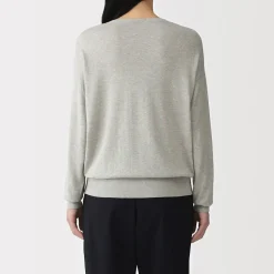 Muji Jersey con cuello en V en mezcla de fibra de soja para mujer