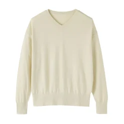 Muji Jersey con cuello en V en mezcla de fibra de soja para mujer