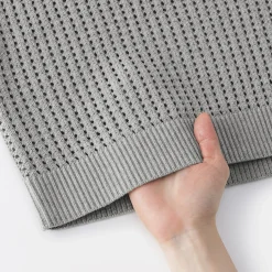 Online Muji Jersey de cuello redondo de malla de punto de mezcla de algodón para mujer