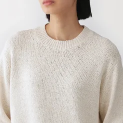 Online Muji Jersey de cuello redondo en textura bouclé de mezcla de algodón para mujer