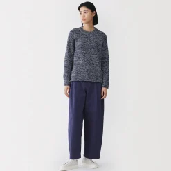 Online Muji Jersey de cuello redondo en textura bouclé de mezcla de algodón para mujer
