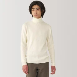 Outlet Muji Jersey de lana con cuello de tortuga acanalado