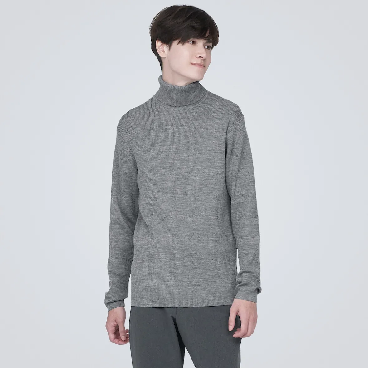 Outlet Muji Jersey de lana con cuello de tortuga acanalado