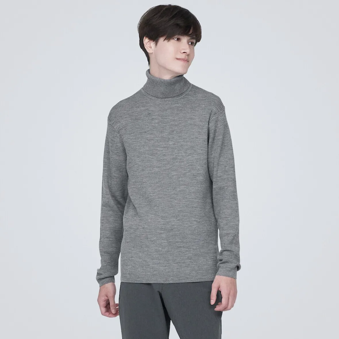 Outlet Muji Jersey de lana con cuello de tortuga acanalado