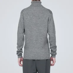 Outlet Muji Jersey de lana con cuello de tortuga acanalado
