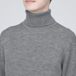 Outlet Muji Jersey de lana con cuello de tortuga acanalado