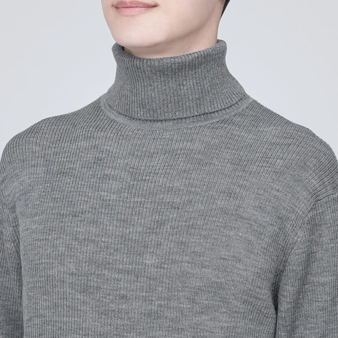 Outlet Muji Jersey de lana con cuello de tortuga acanalado