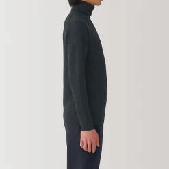 Outlet Muji Jersey de lana con cuello de tortuga acanalado