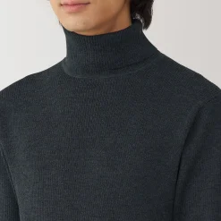 Outlet Muji Jersey de lana con cuello de tortuga acanalado