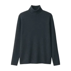 Outlet Muji Jersey de lana con cuello de tortuga acanalado