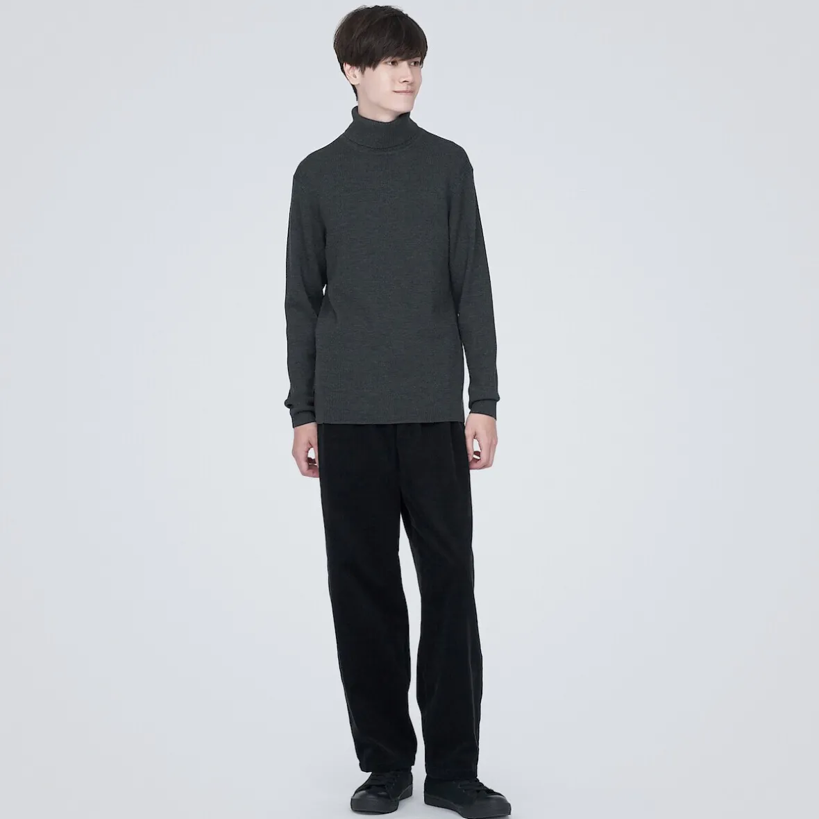 Outlet Muji Jersey de lana con cuello de tortuga acanalado