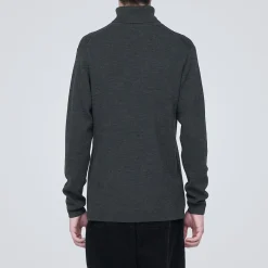 Outlet Muji Jersey de lana con cuello de tortuga acanalado